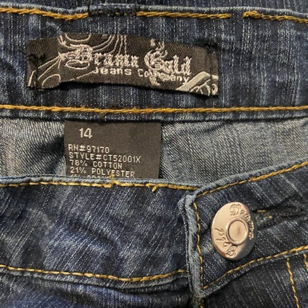 Brama Gold Jeans Co 5 pocket embellished denim, size 14 - Picture 3 of 3